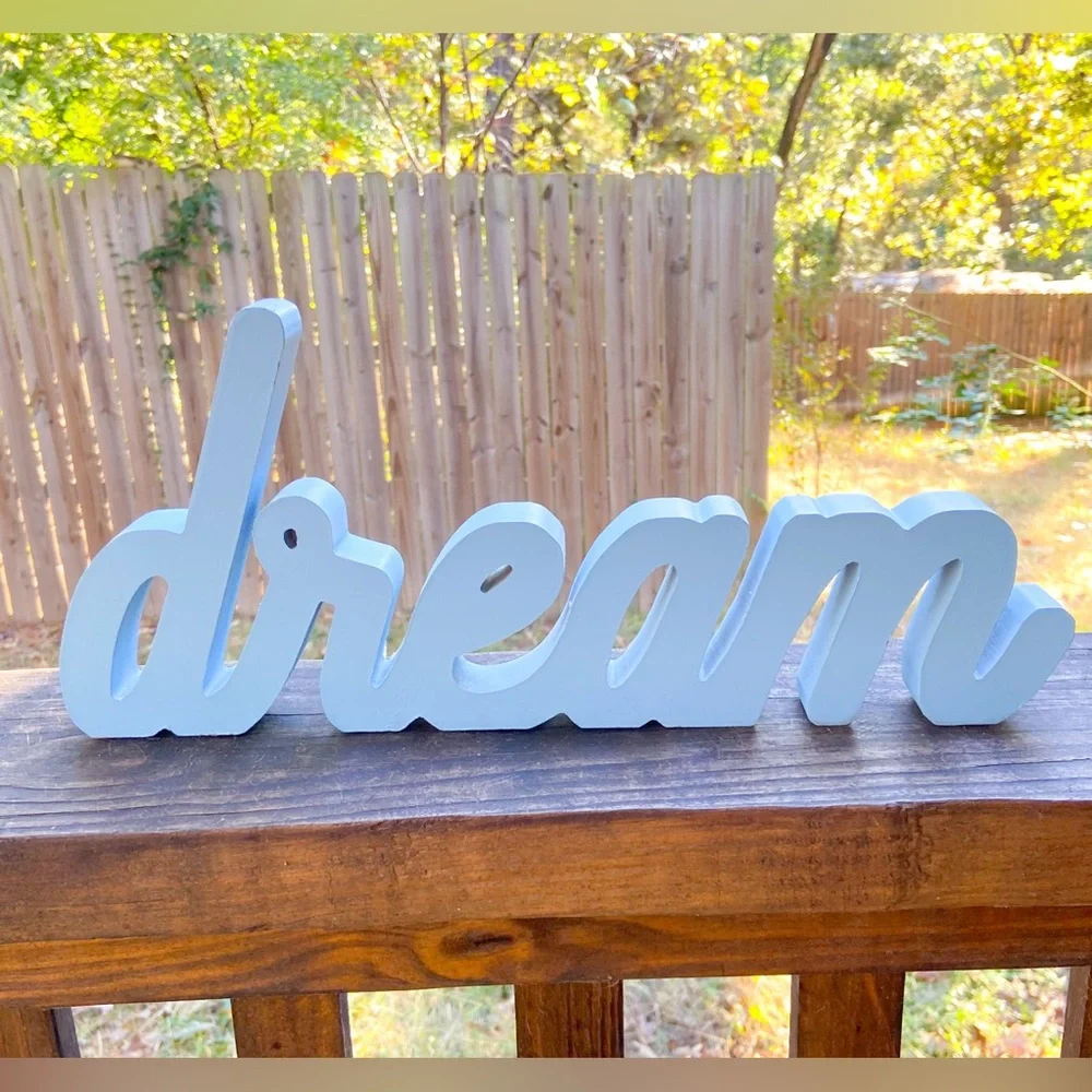 Wooden Cross and Dream Sign Home Farmhouse Decor Inspirational Religious EUC